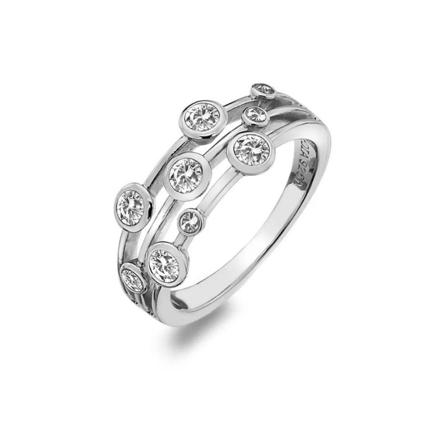 Hot Diamonds Luxusní stříbrný prsten s topazy a diamantem Willow DR207 60 mm