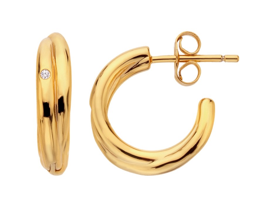 Hot Diamonds Minimalistické pozlacené náušnice s diamanty Jac Jossa Soul DE811 Hot Diamonds Minimalistické pozlacené náušnice s diamanty Jac Jossa Soul DE811 - Náušnice Kruhy