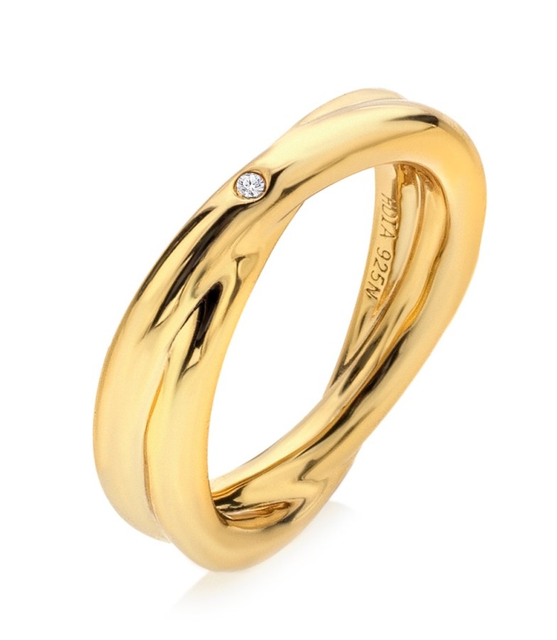 Hot Diamonds Minimalistický pozlacený prsten s&nbsp;pravým diamantem Jac Jossa Soul DR292 56 mm - Prsteny Prsteny s&nbsp;kamínkem