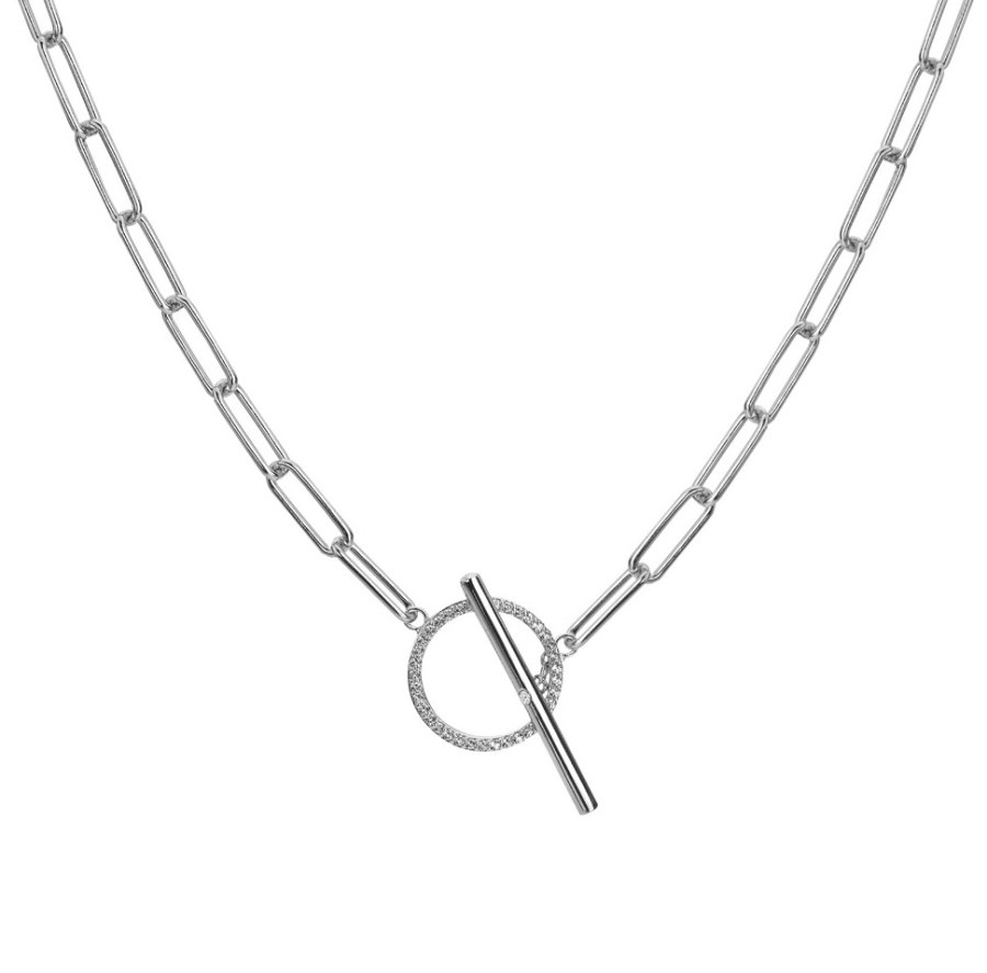 Hot Diamonds Minimalistický stříbrný náhrdelník s diamantem a topazy Linked DN171 - Náhrdelníky