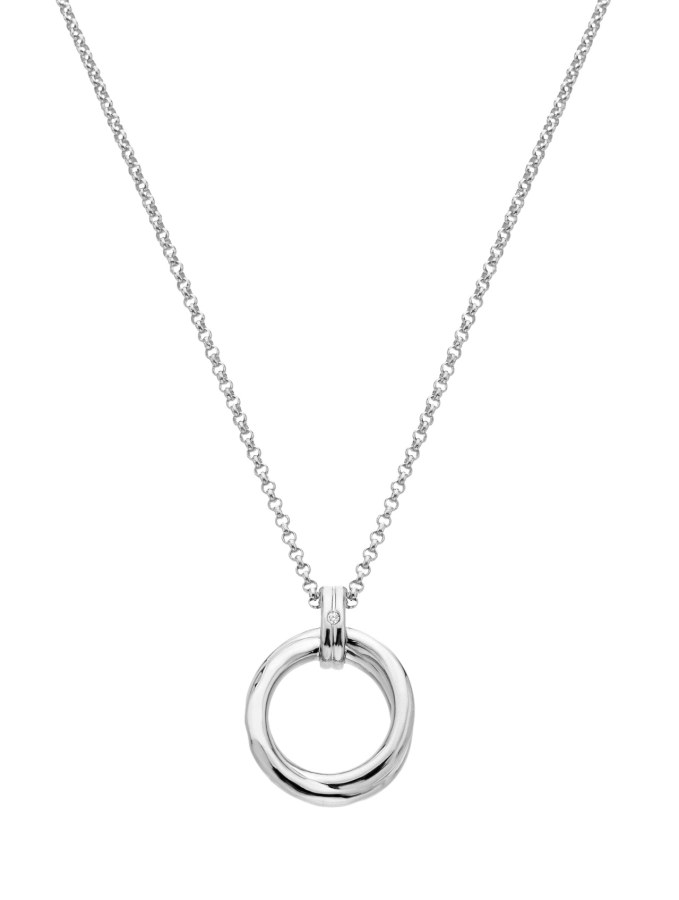 Hot Diamonds Minimalistický stříbrný náhrdelník s diamantem Aura DP1030 (řetízek, přívěsek) - Náhrdelníky