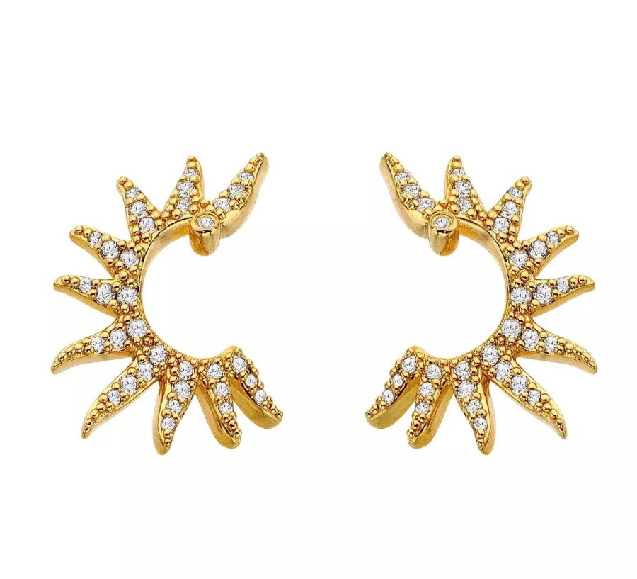 Hot Diamonds Moderní pozlacené náušnice s&nbsp;diamantem a&nbsp;topazy SOL DE898 - Náušnice Pecky