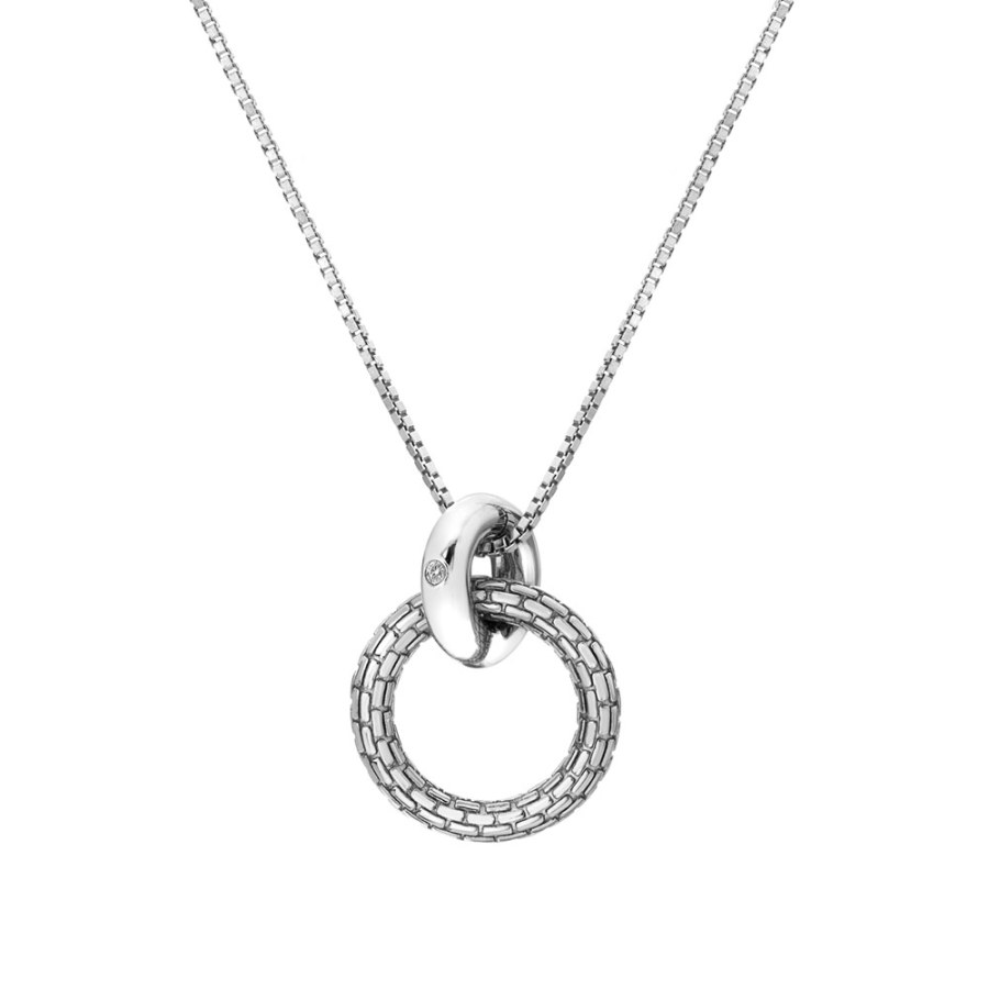 Hot Diamonds Moderní stříbrný náhrdelník s diamantem Woven DP866 (řetízek, přívěsek) - Náhrdelníky