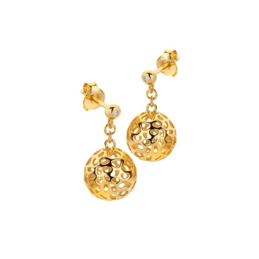 Hot Diamonds Originální pozlacené náušnice s&nbsp;diamanty Orb DE884 - Náušnice Visací náušnice