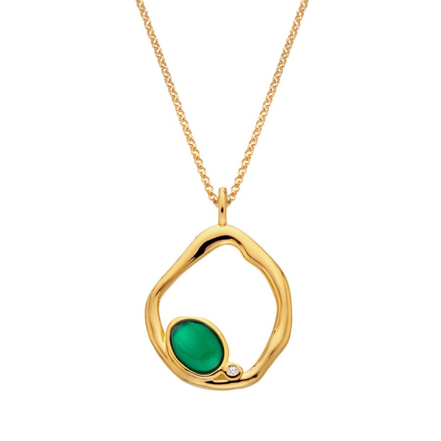 Hot Diamonds Pozlacený náhrdelník s&nbsp;achátem a&nbsp;diamantem Gemstones DP1024 (řetízek, přívěsek) - Náhrdelníky Náhrdelníky s&nbsp;kameny