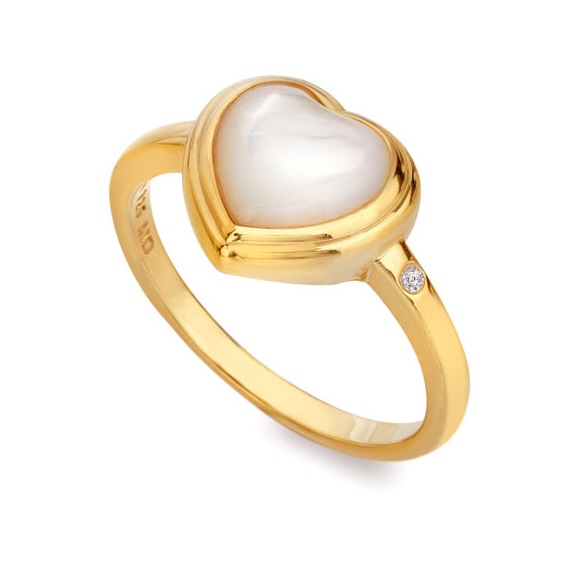 Hot Diamonds Pozlacený prsten s diamantem a perletí Jac Jossa Soul DR284 51 mm - Prsteny Prsteny s kamínkem