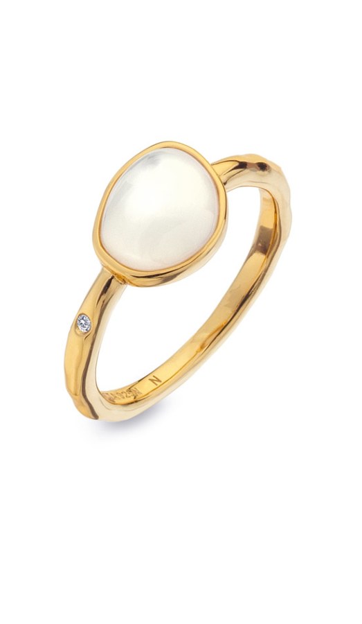 Hot Diamonds Pozlacený prsten s diamantem a perletí Jac Jossa Soul DR231 51 mm - Prsteny Prsteny s kamínkem