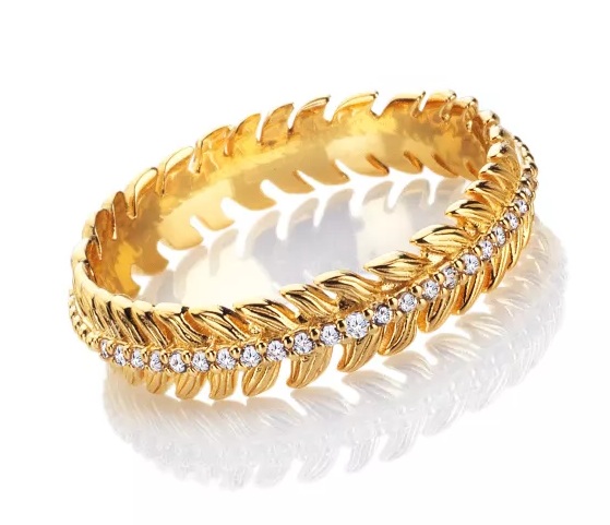 Hot Diamonds Pozlacený prsten s&nbsp;topazy a&nbsp;diamantem Selene DR303 54 mm - Prsteny Prsteny s&nbsp;kamínkem