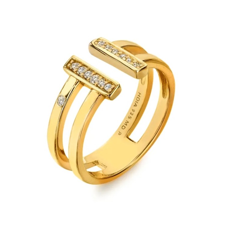 Hot Diamonds Pozlacený otevřený prsten s&nbsp;diamantem Much Loved DR317 55 mm - Prsteny Prsteny s&nbsp;kamínkem