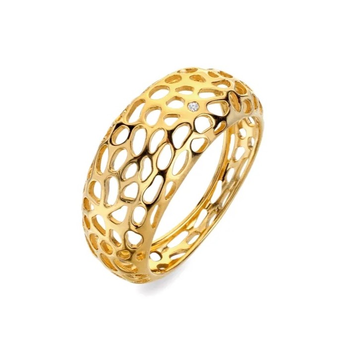 Hot Diamonds Pozlacený výrazný prsten s&nbsp;diamantem Orb DR323 56 mm - Prsteny Prsteny s&nbsp;kamínkem