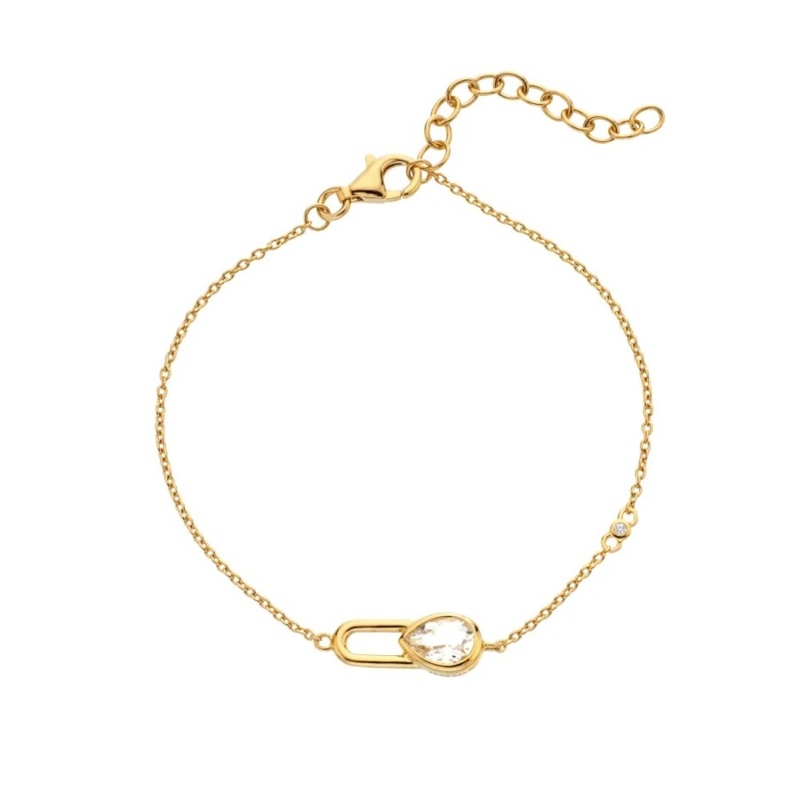 Hot Diamonds Pozlacený stříbrný náramek Solitaire DL723 - Náramky Řetízkové náramky