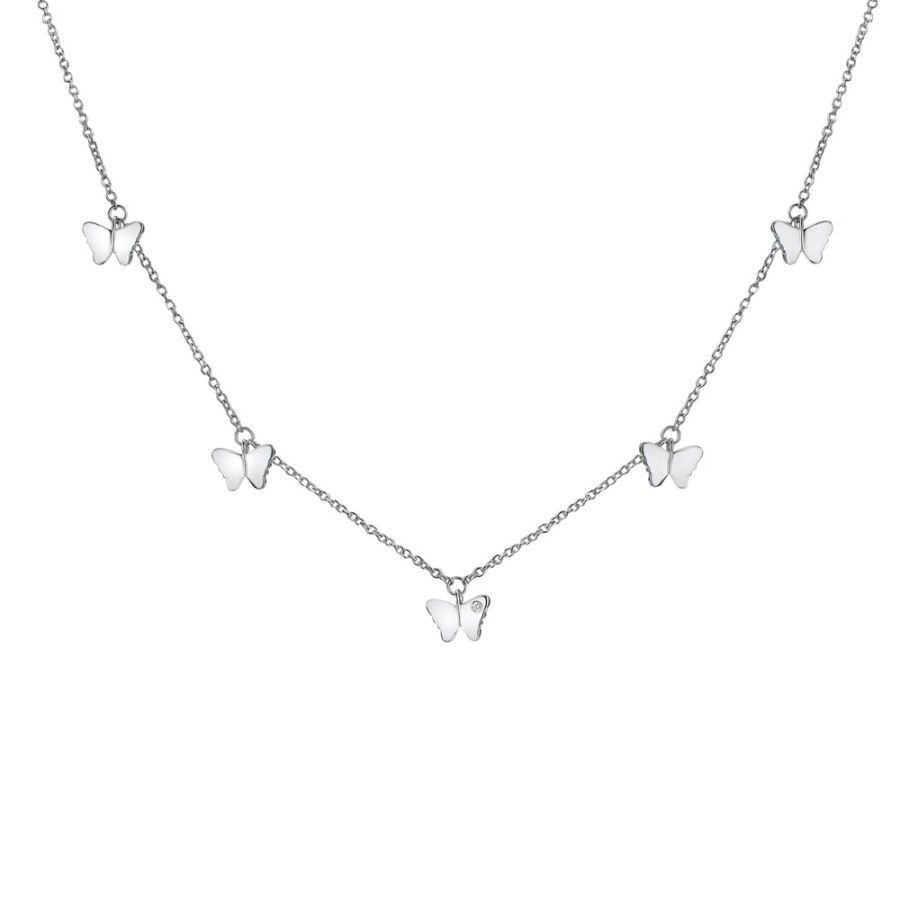 Hot Diamonds Půvabný stříbrný náhrdelník s motýlky Flutter DN168/9 32 - 39 cm