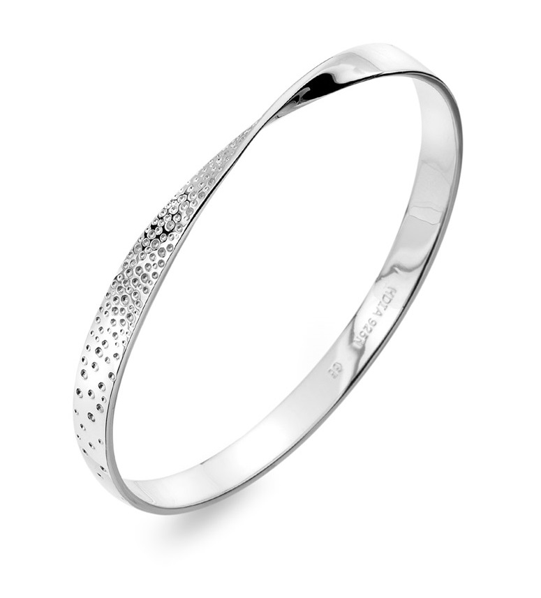 Hot Diamonds Půvabný stříbrný pevný náramek s diamantem Quest DC168 - Náramky Pevné náramky