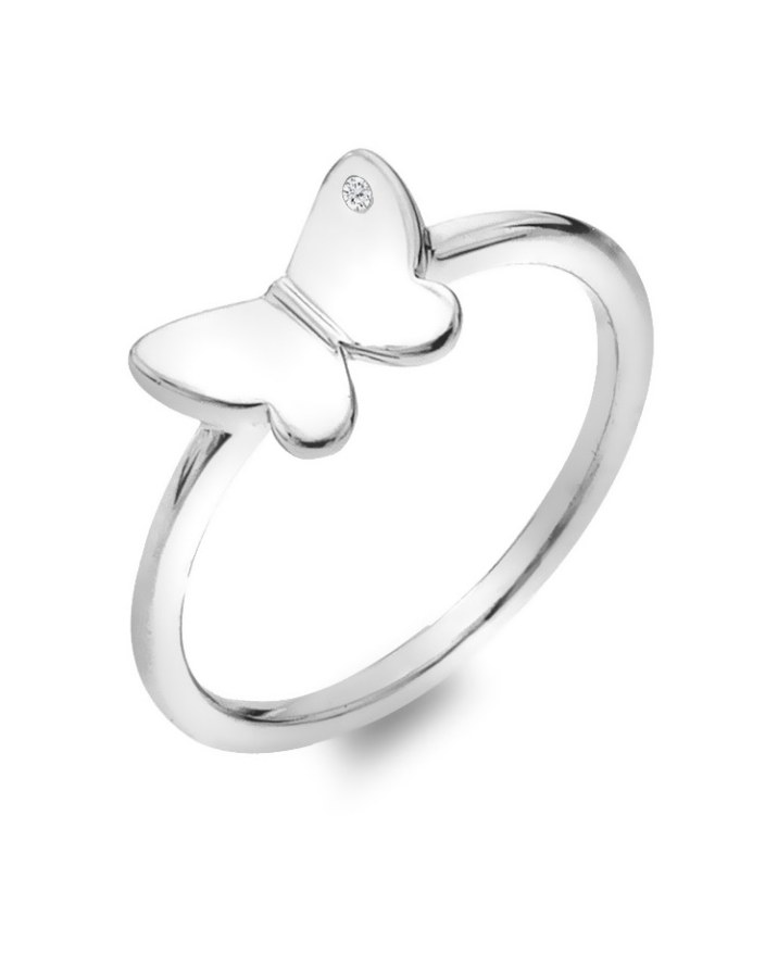 Hot Diamonds Půvabný stříbrný prsten s motýlkem Flutter DR254 50 mm - Prsteny Prsteny s kamínkem