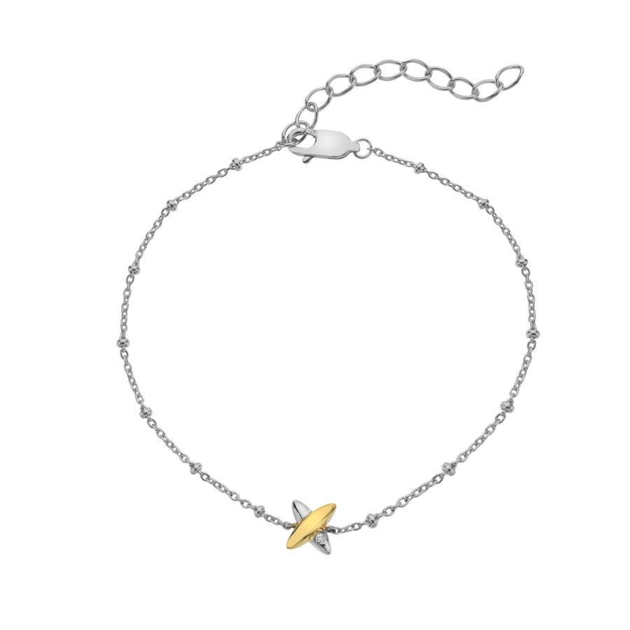 Hot Diamonds Stříbrný bicolor náramek s&nbsp;pravým diamantem Coupled DL716 - Náramky Řetízkové náramky