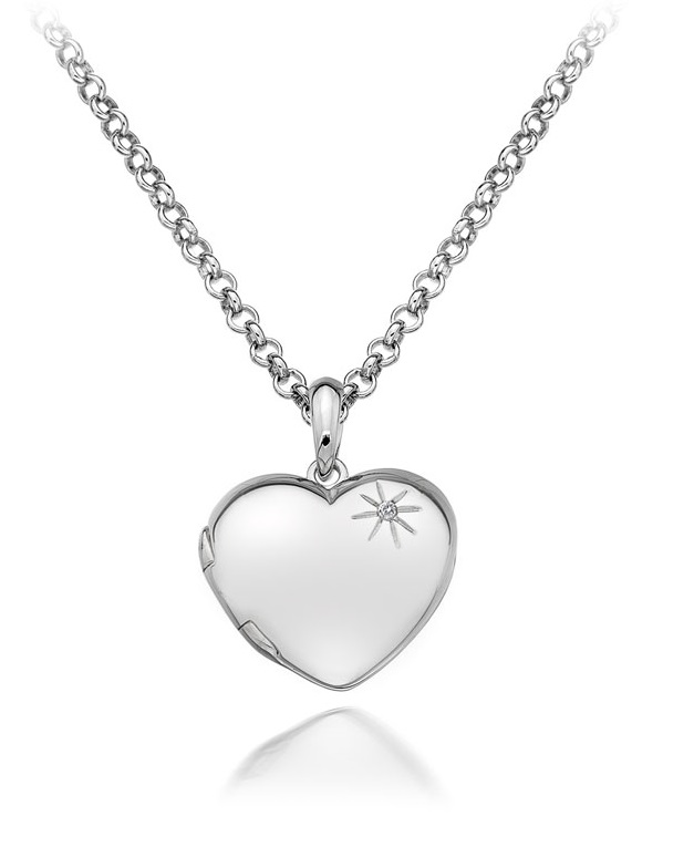 Hot Diamonds Stříbrný náhrdelník Hot Diamonds Memoirs Heart Locket DP495 (řetízek, přívěsek) - Náhrdelníky