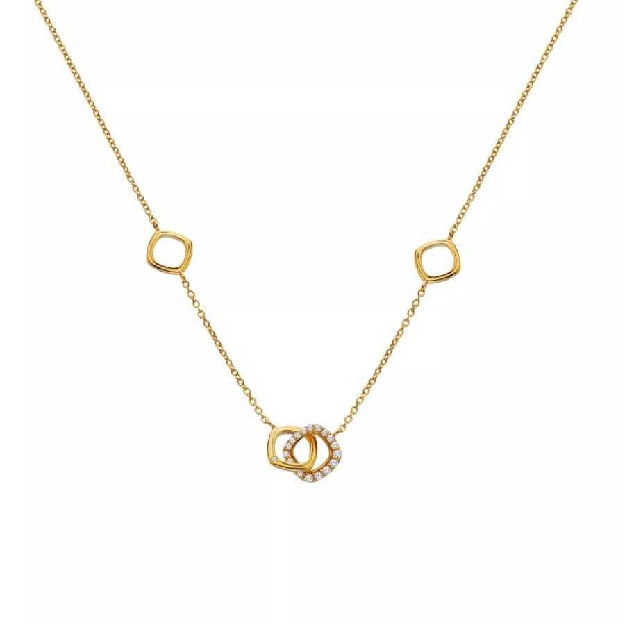 Hot Diamonds Pozlacený moderní náhrdelník s diamantem a topazy Connected DN223