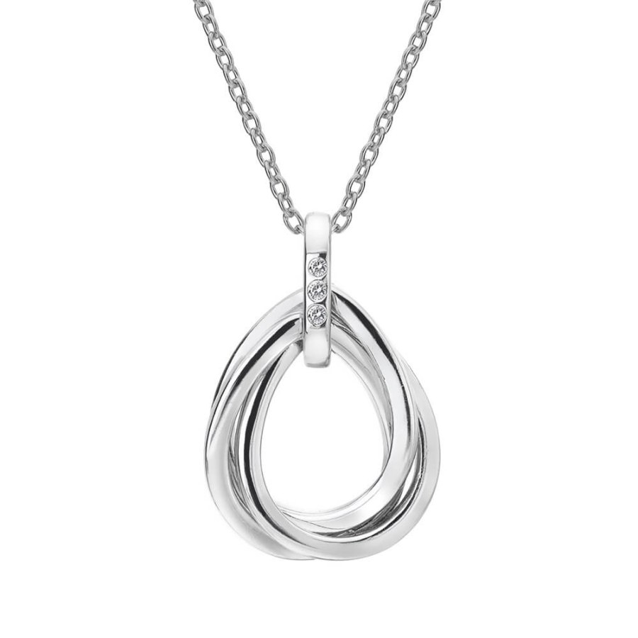 Hot Diamonds Stříbrný náhrdelník s diamanty Trio Teardrop DP779 (řetízek, přívěsek) - Náhrdelníky