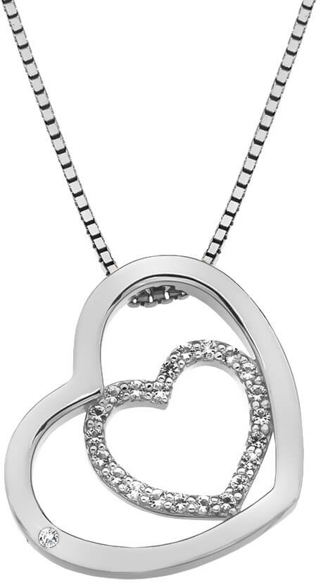 Hot Diamonds Stříbrný srdíčkový náhrdelník Adorable Encased DP691 (řetízek, přívěsek) - Náhrdelníky