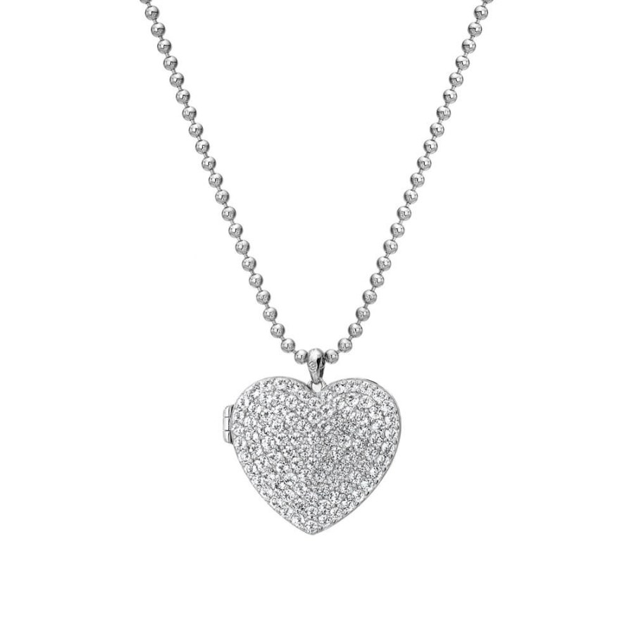 Hot Diamonds Stříbrný srdíčkový náhrdelník s diamantem Memories Heart Locket DP770 - Náhrdelníky
