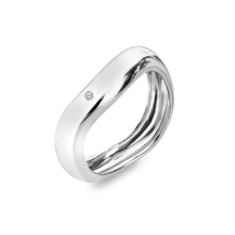 Hot Diamonds Stříbrný vlnitý prsten s diamantem Fiji DR318 59 mm
