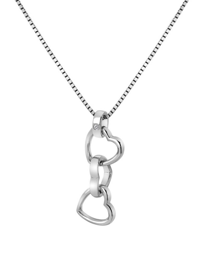 Hot Diamonds Zamilovaný stříbrný náhrdelník Trio Triple Heart DP835 (řetízek, přívěsek) - Náhrdelníky