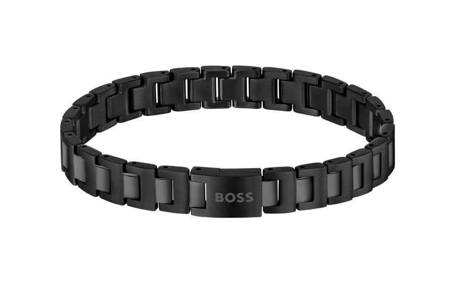 Hugo Boss Černý pánský náramek z oceli Candor 1580752 Hugo Boss Černý pánský náramek z oceli Candor 1580752 - Náramky Řetízkové náramky