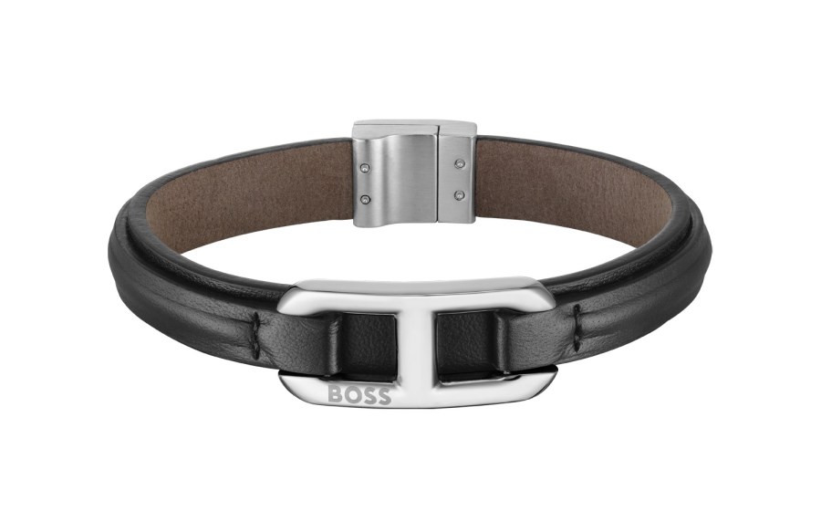 Hugo Boss Elegantní kožený černý náramek Kode 1580783 19 cm Hugo Boss Elegantní kožený černý náramek Kode 1580783 19 cm - Náramky Kožené náramky