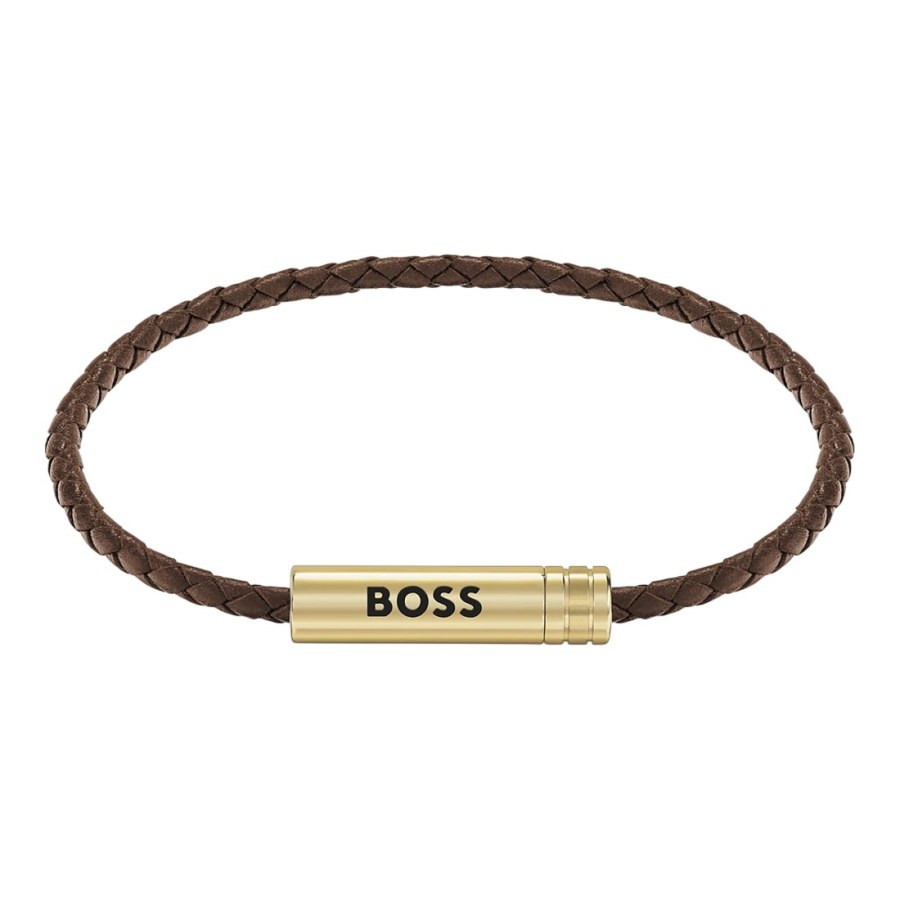 Hugo Boss Hnědý kožený náramek Ares Air 1580876 - Náramky Kožené náramky
