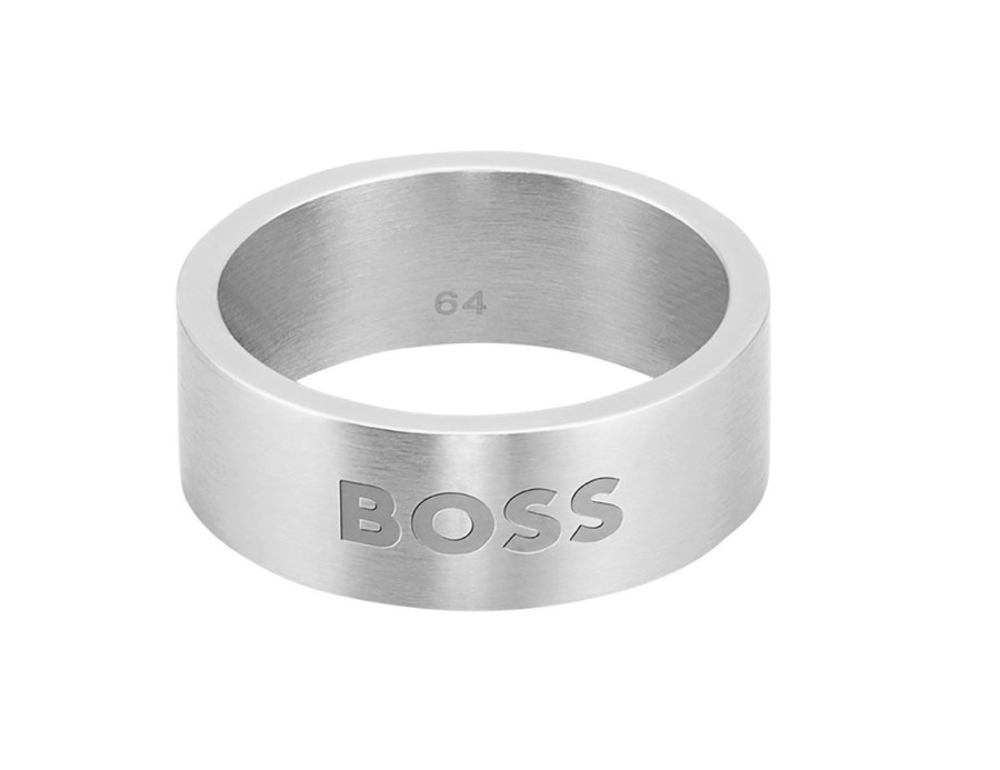 Hugo Boss Módní pánský ocelový prsten 1580457 64 mm - Prsteny Prsteny bez kamínku
