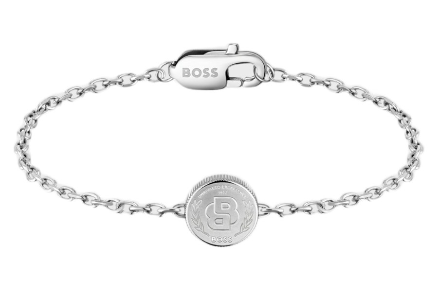 Hugo Boss Nadčasový ocelový náramek Double B 1580763M Hugo Boss Nadčasový ocelový náramek Double B 1580763M - Náramky Náramky se symboly