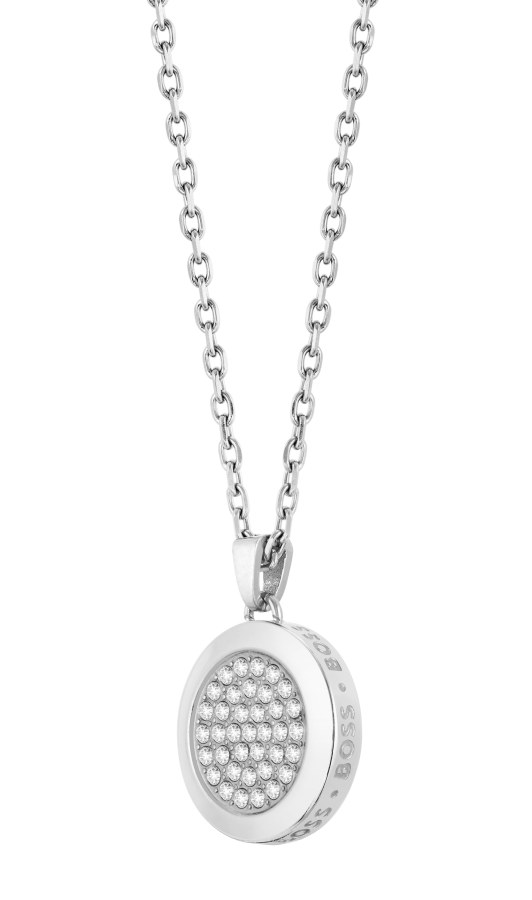 Hugo Boss Oslnivý ocelový náhrdelník s krystaly Medallion 1580298 - Náhrdelníky
