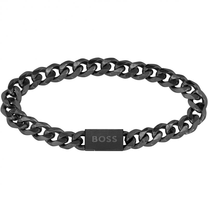 Hugo Boss Stylový černý náramek pro muže Chain Link 1580145 19 cm - Náramky Řetízkové náramky