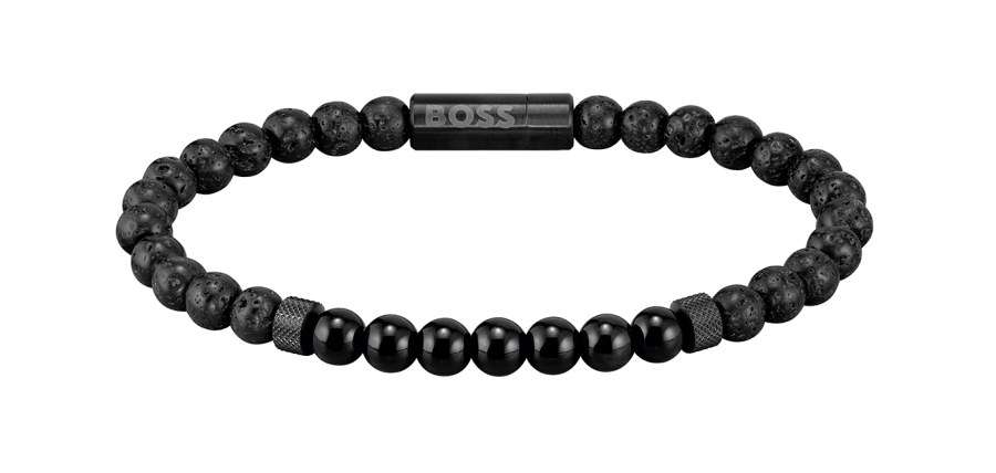 Hugo Boss Trendy černý korálkový náramek 1580272 - Náramky Korálkové náramky