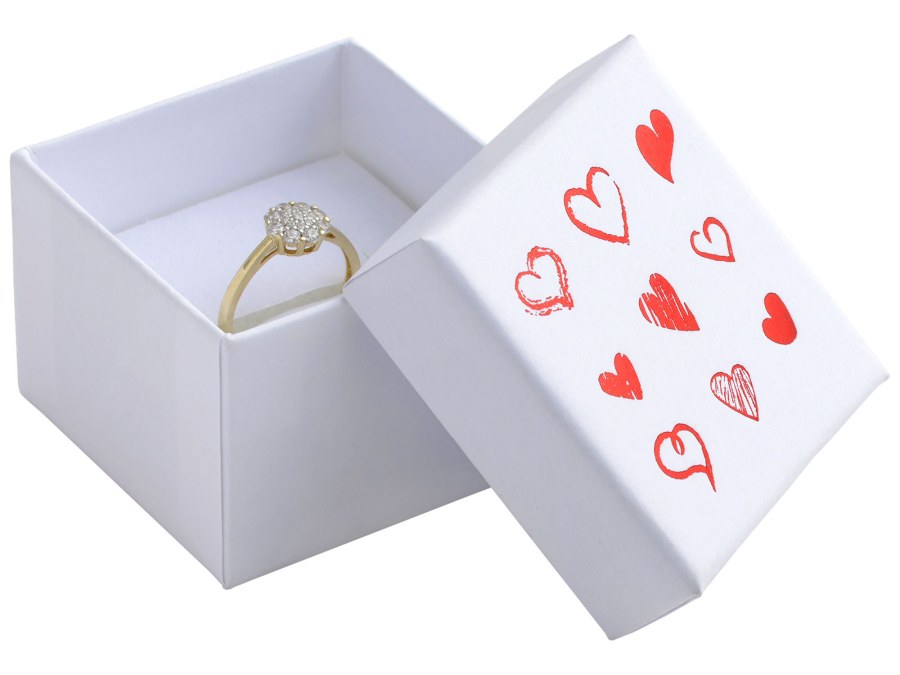 JK Box Bílá dárková krabička na šperky se srdíčky HRT-3/A1/A7 - Dárkové krabičky na šperky Krabičky na šperky Krabičky na šperky - malé