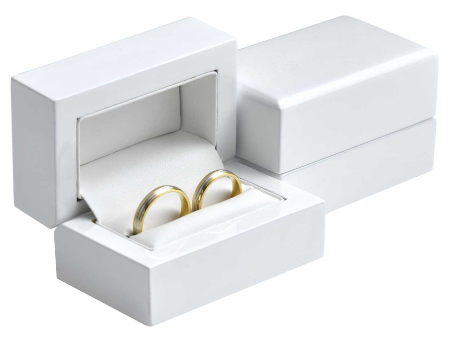 JK Box Dřevěná bílá krabička na snubní prsteny DD-3/A1