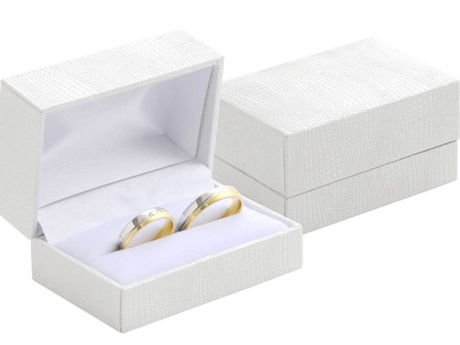 JK Box Koženková bílá krabička na snubní prsteny GZ-7/A1 - Dárkové krabičky na šperky Krabičky na snubní prsteny