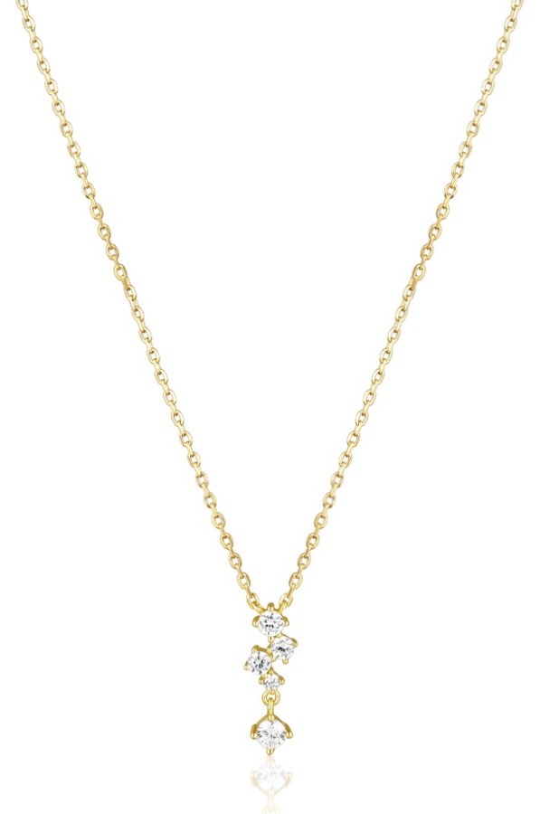JVD Blyštivý pozlacený náhrdelník se zirkony SVLN0461X75GO45