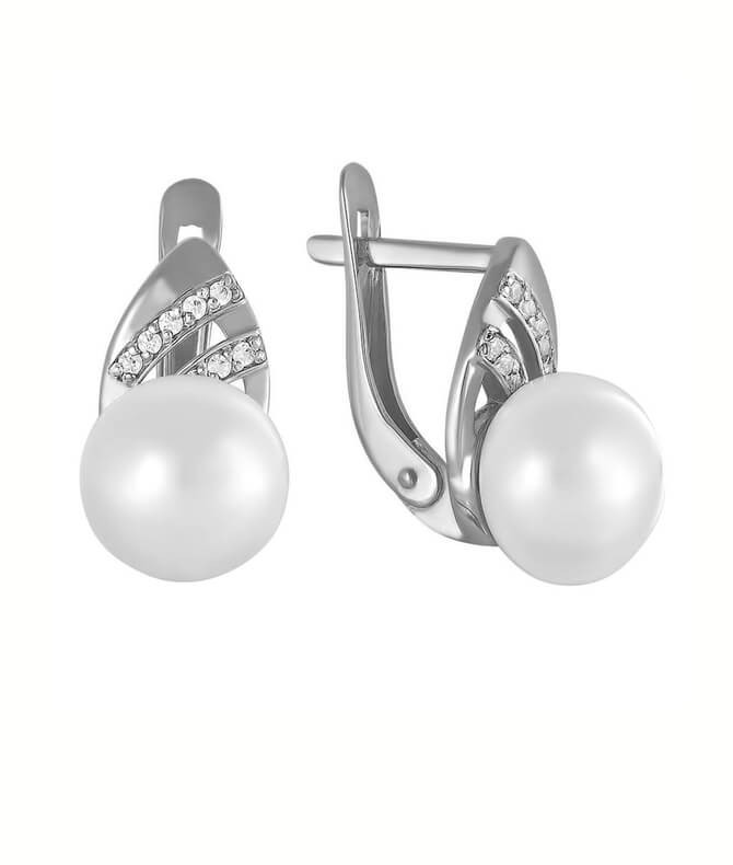 JVD Elegantní stříbrné náušnice se zirkony a perlami SVLE0992XH2P100 - Náušnice Visací náušnice