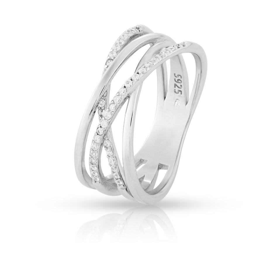 JVD Moderní stříbrný prsten se zirkony SVLR0376XH2BI 54 mm - Prsteny Prsteny s kamínkem