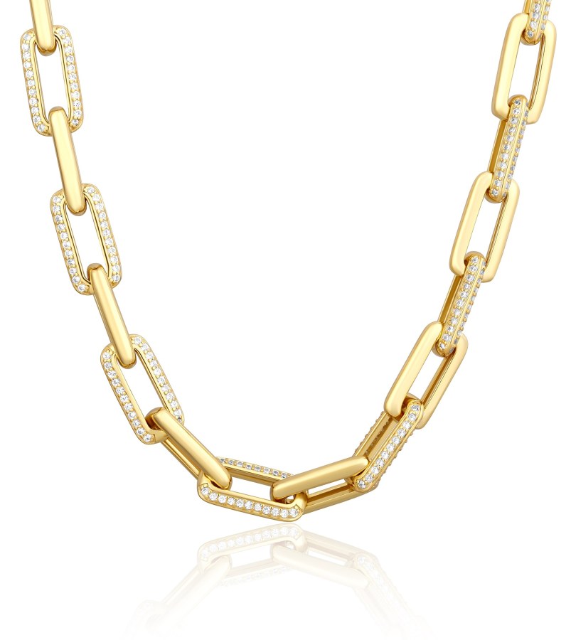 JVD Nepřehlédnutelný pozlacený náhrdelník se zirkony SVLN0584SJ4GO45 - Řetízky