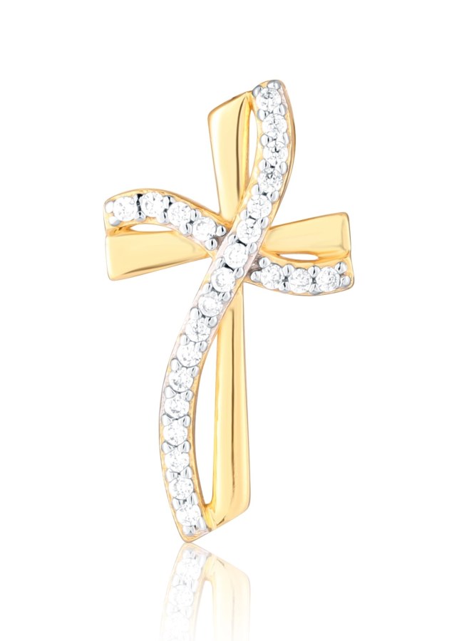 JVD Pozlacený přívěsek Křížek s&nbsp;čirými zirkony SVLP1309X61GO00 - Přívěsky Přívěsky na řetízky