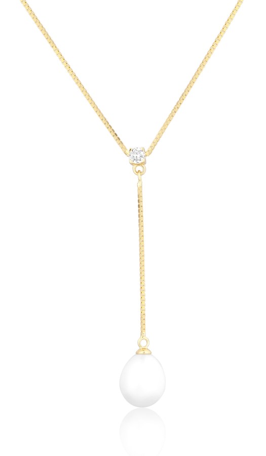 JVD Půvabný pozlacený náhrdelník s pravou perlou SVLN0559SD2GP45 - Náhrdelníky