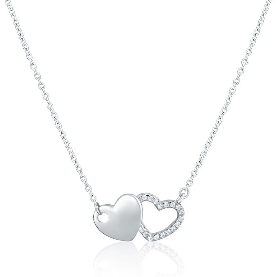 JVD Romantický náhrdelník ze stříbra Spojená srdce SVLN0438XH20045 - Náhrdelníky