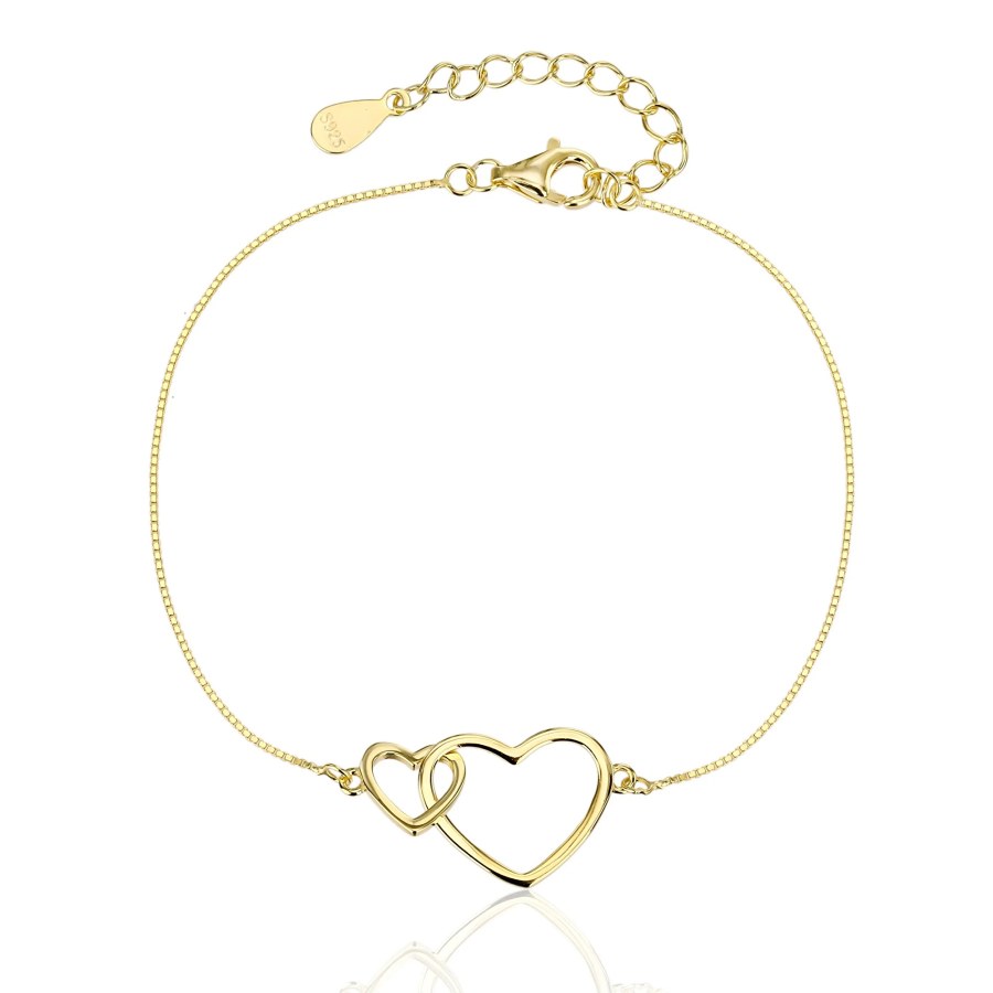 JVD Romantický pozlacený náramek propojená srdce SVLB0559XJ6GO18 - Náramky Náramky se symboly
