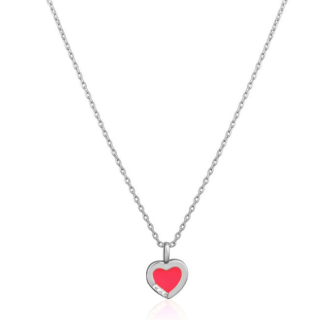 JVD Romantický stříbrný náhrdelník Srdce SVLN0628SH2RO38 (řetízek, přívěsek) - Náhrdelníky