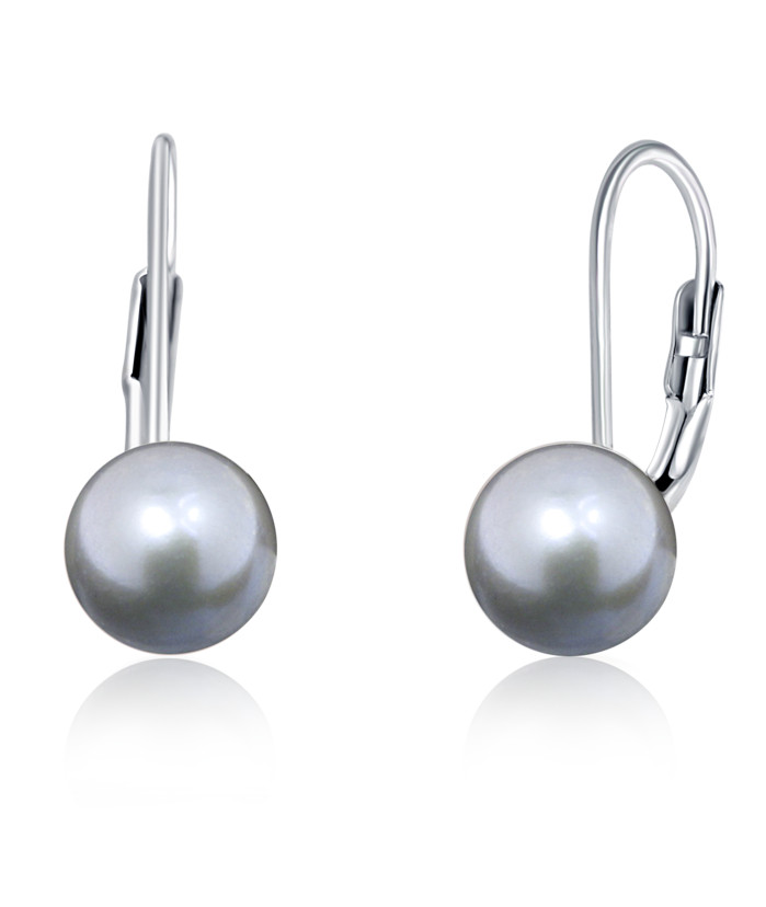JVD Stříbrné náušnice s pravými šedými perlami SVLE0476XD2P6 0,8 cm - Náušnice Visací náušnice