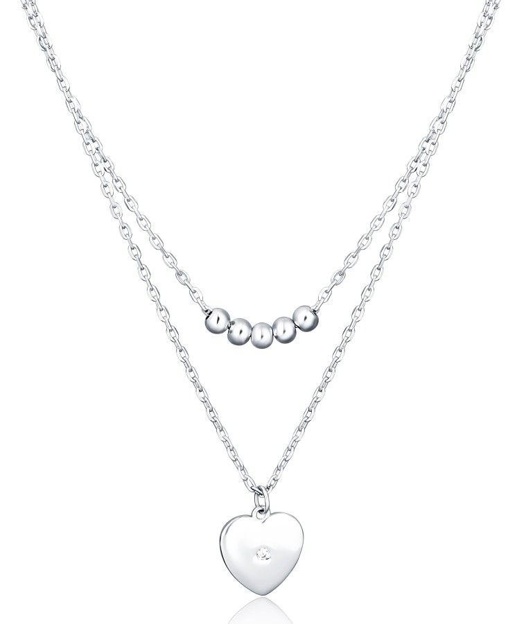 JVD Stříbrný dvojitý náhrdelník Srdíčko SVLN0380X61BI45 - Náhrdelníky