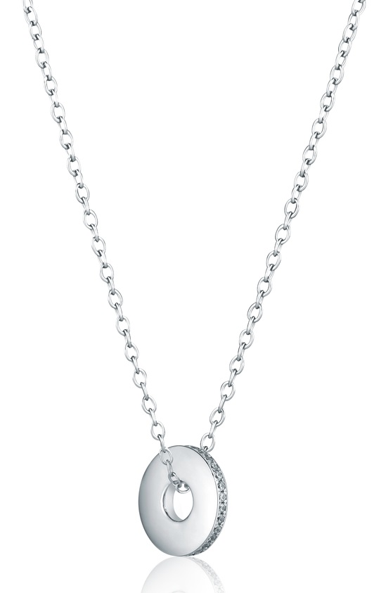JVD Stříbrný náhrdelník se zirkony Kruh SVLN0709S75BI45 - Náhrdelníky