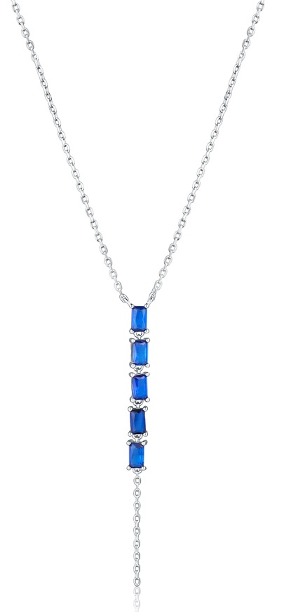 JVD Stříbrný náhrdelník s modrými zirkony SVLN0710S75M145 - Náhrdelníky